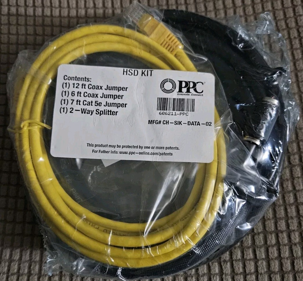 HSD HighSpeed Data Kit 7′ Cat 5e, 6′ and 12′ Coax Jumper Cables, 2-Way Splittler