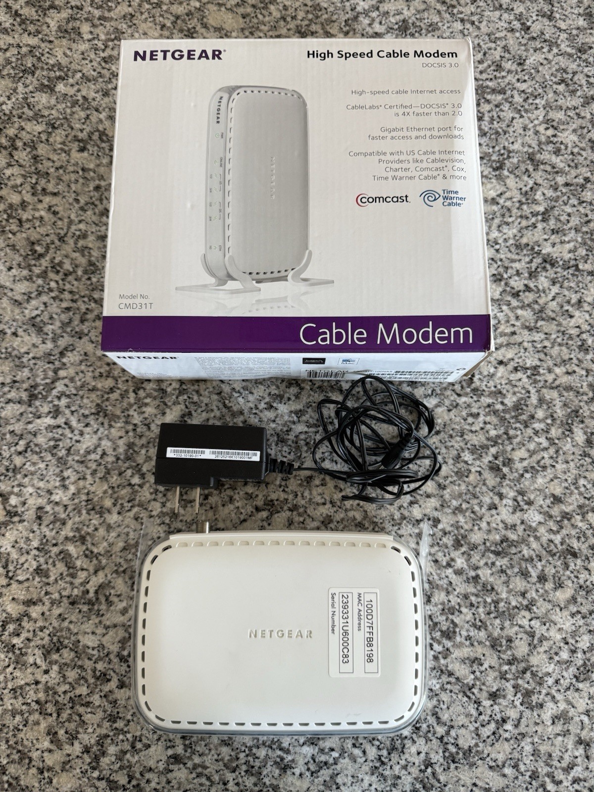 NETGEAR CMD31T-100NAS DOCSIS 3.0 Cable Modem (OPEN BOX)