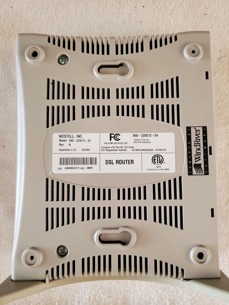 Westell DSL Modem Model 2200, A90-210030-04 with Defective Power Supply