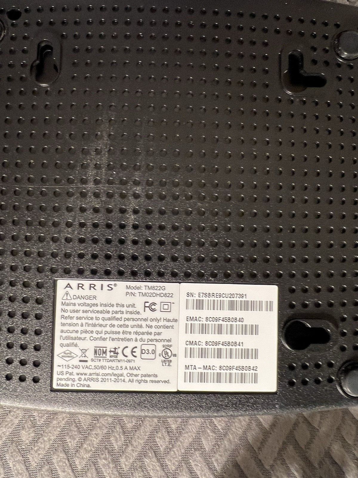Arris Touchstone TM822G DOCSIS 3.0 8×4 Ultra-High Speed Modem OPTIMUM Unused