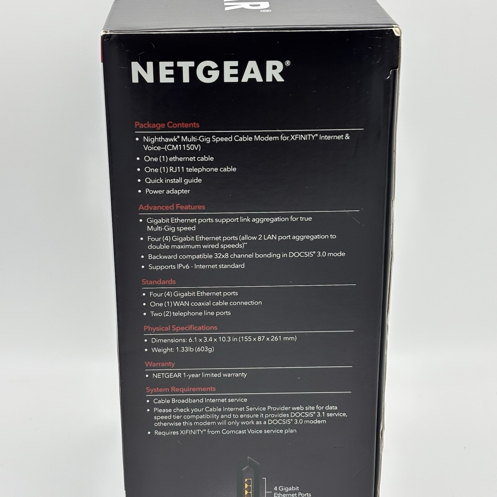 NETGEAR Nighthawk CM1150V DOCSIS 3.1 Cable Modem Xfinity Voice CM1150V Open Box