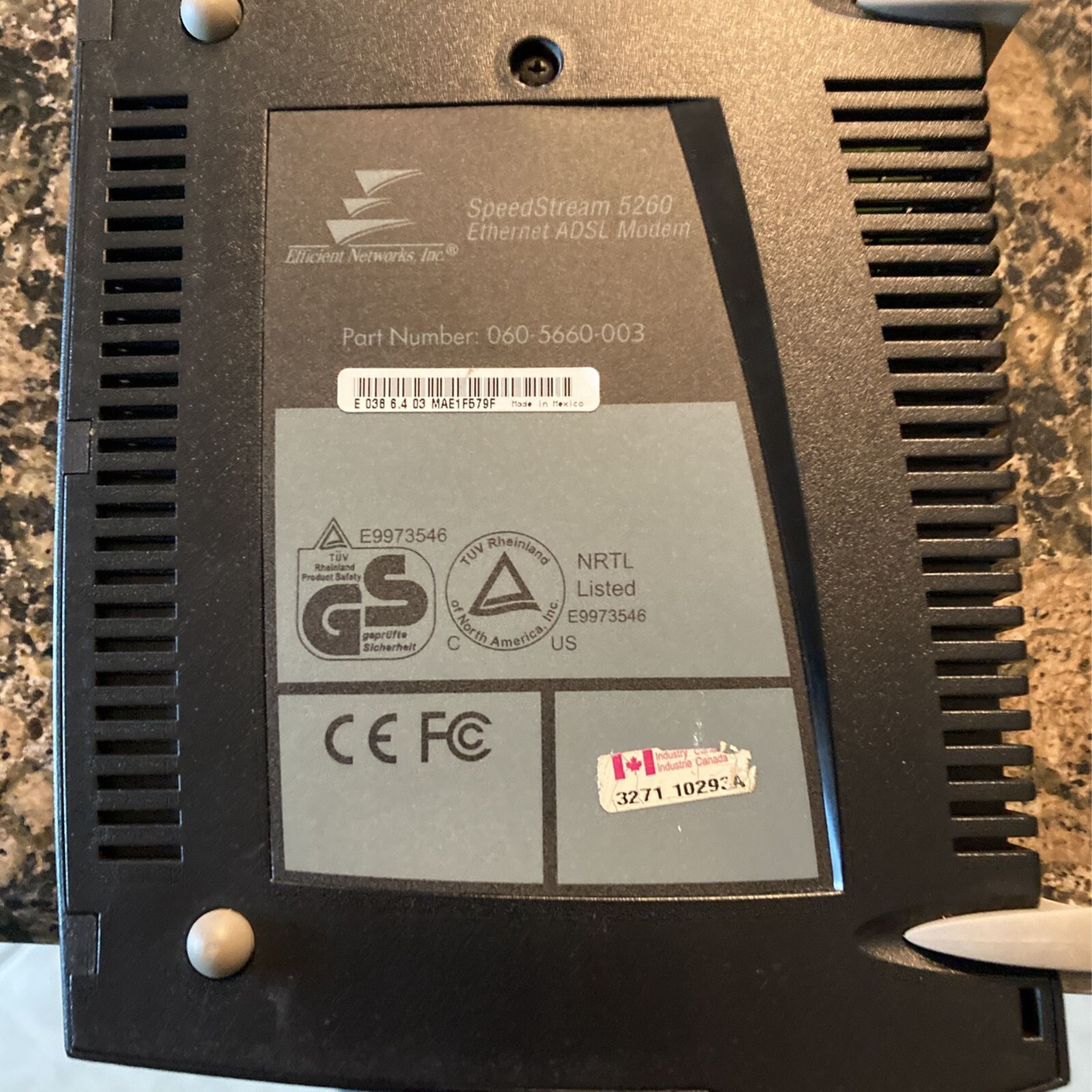SpeedStream 5260 Ethernet ADSL DSL Modem Efficient Networks Inc