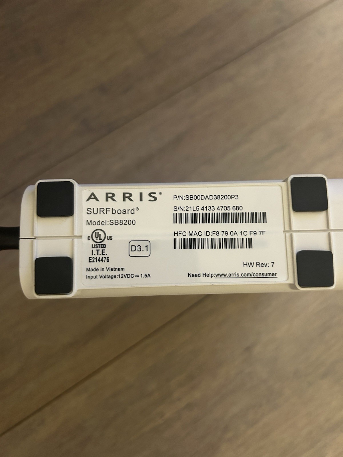 arris surfboard sb8200 docsis 3.1 cable modem