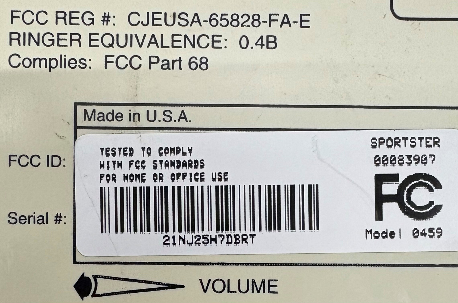 US ROBOTICS SPORTSTER 33.6 FAXMODEM 0459 SN: 21NJ25H7DBRT