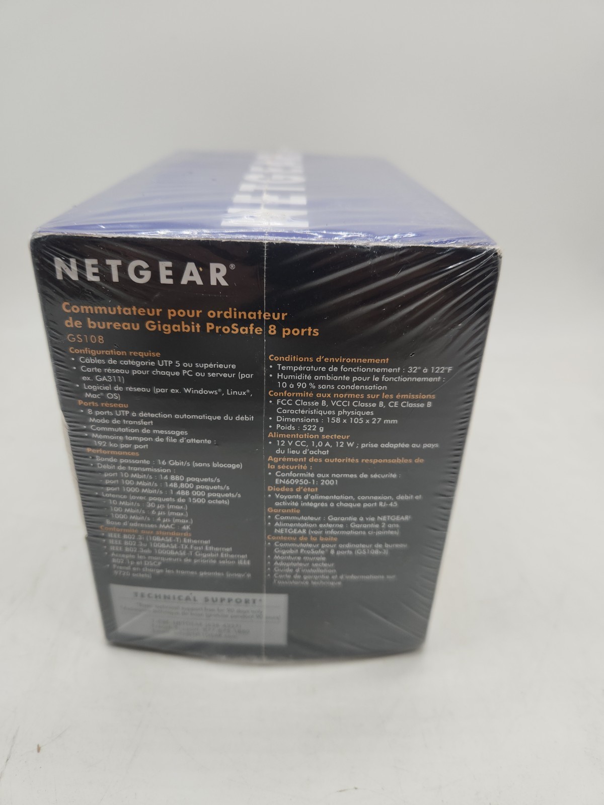 Netgear Prosafe 8 Port Gigabit Switch GS108 10/100/1000 Mbps New