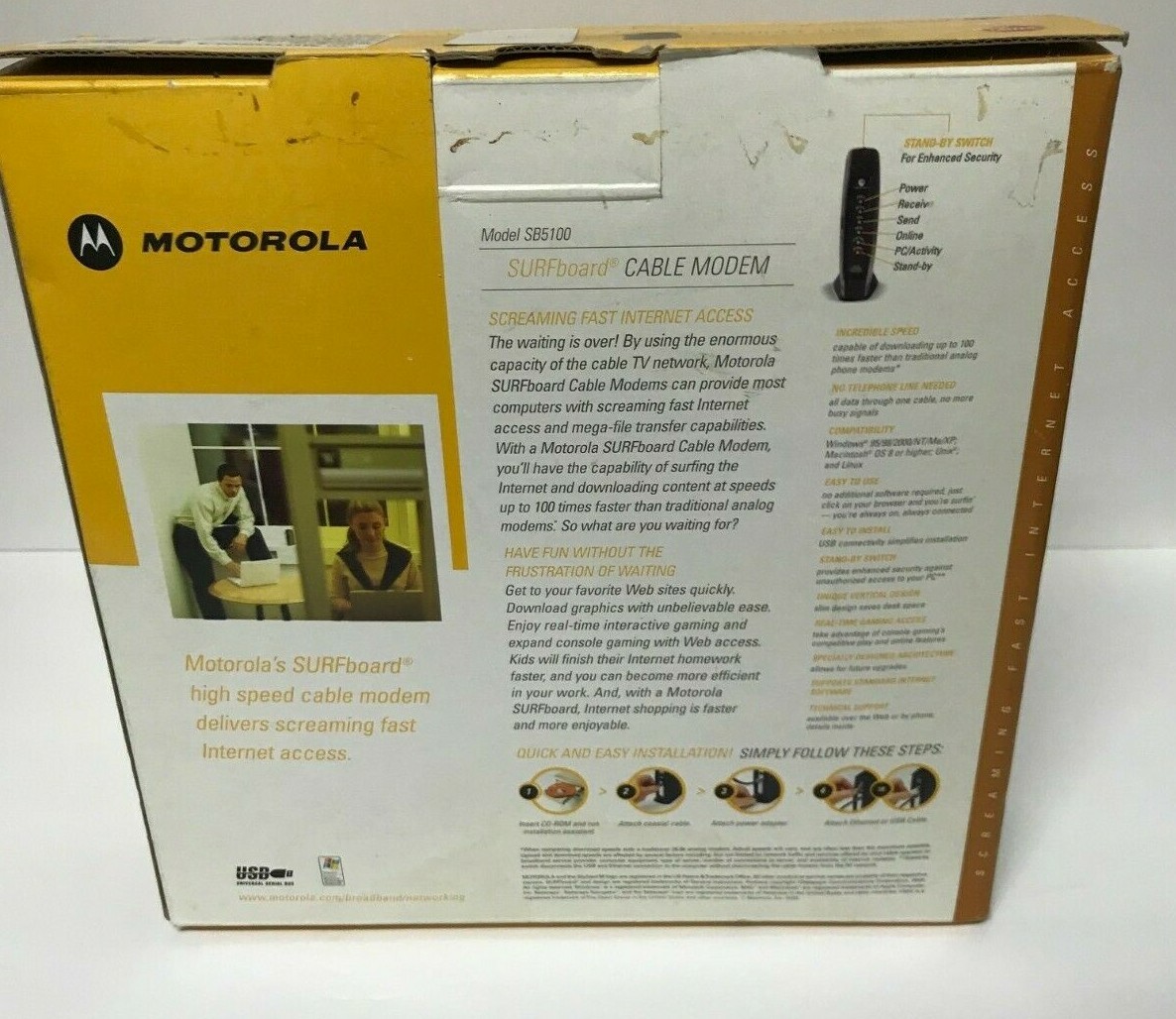 MOTOROLA Surfboard Cable Modem Model SB5100 NEW Open Box Never UsedFREE SHIPPING