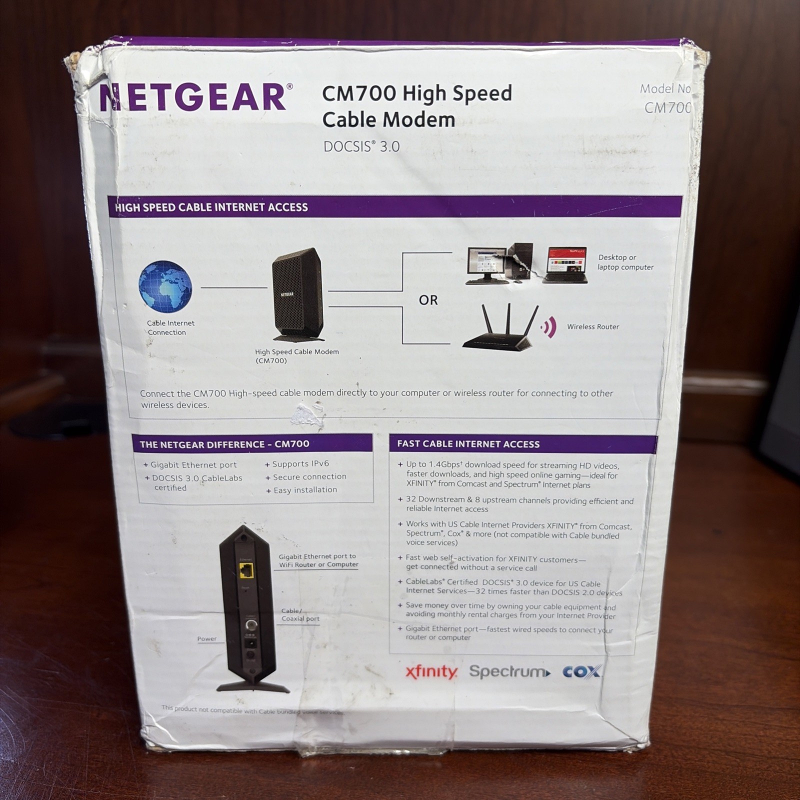 Netgear Cable Modem Black CM700 High Speed DOCSIS 3.0 1.4Gbps 32×8 New/Sealed