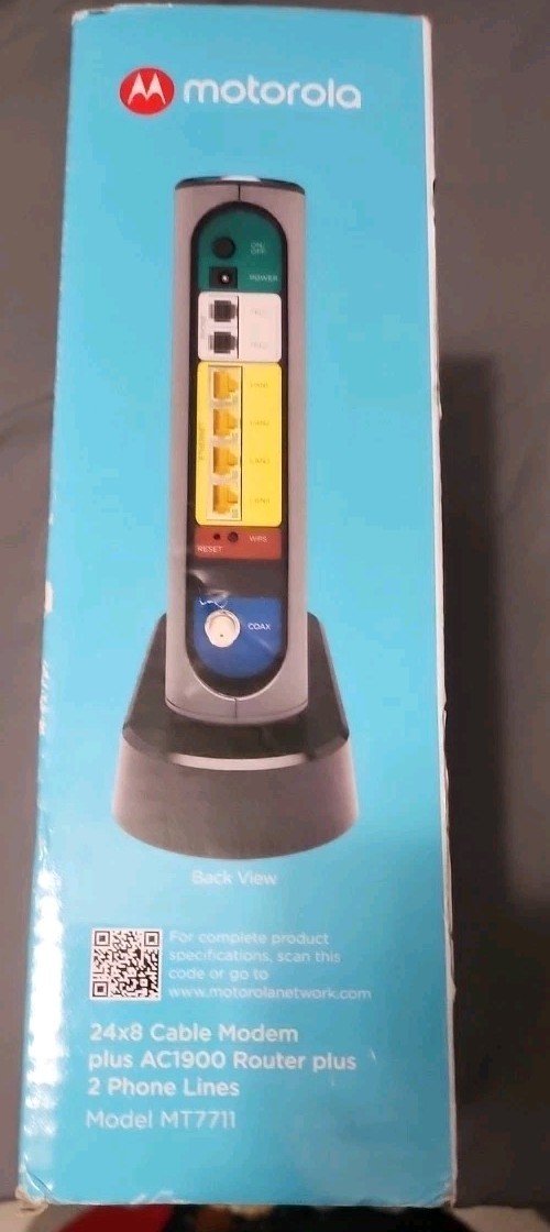 Motorola 24×8 Cable Modem + AC1900 WiFi Router + 2 Phone Line for Xfinity MT7711