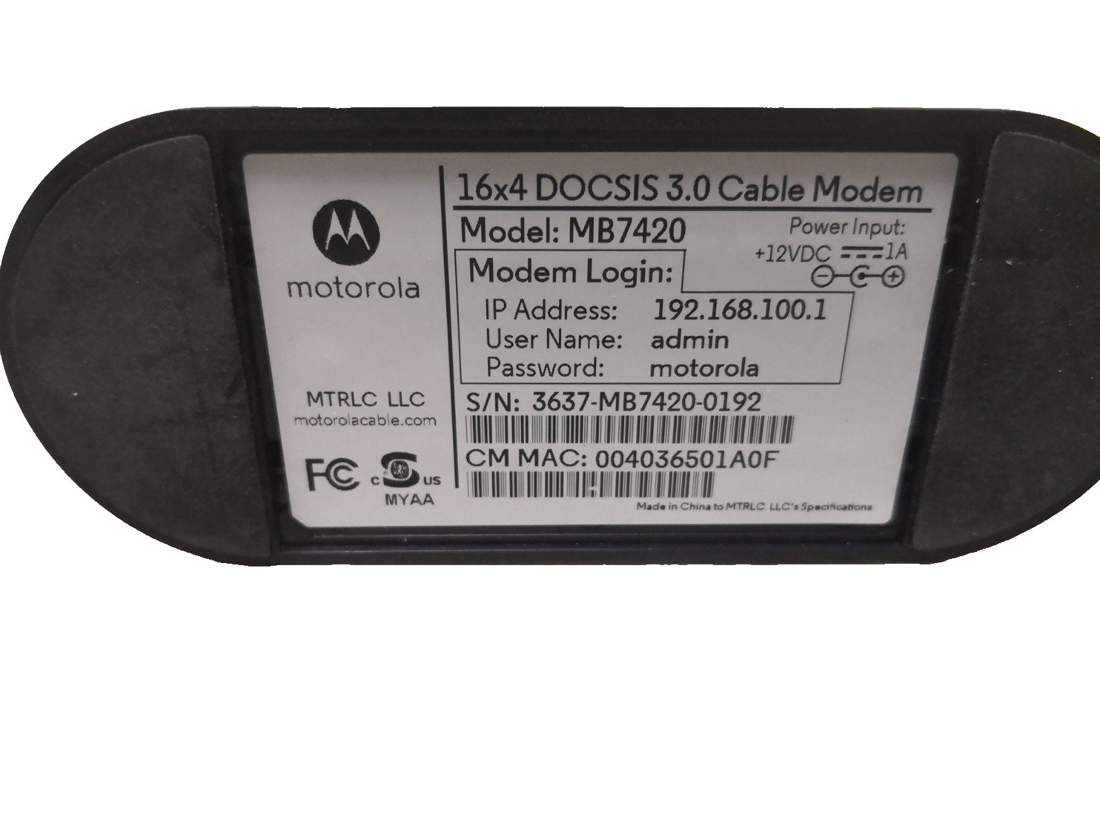 Motorola MB7420 16×4 DOCSIS 3.0 Cable Modem | Tested