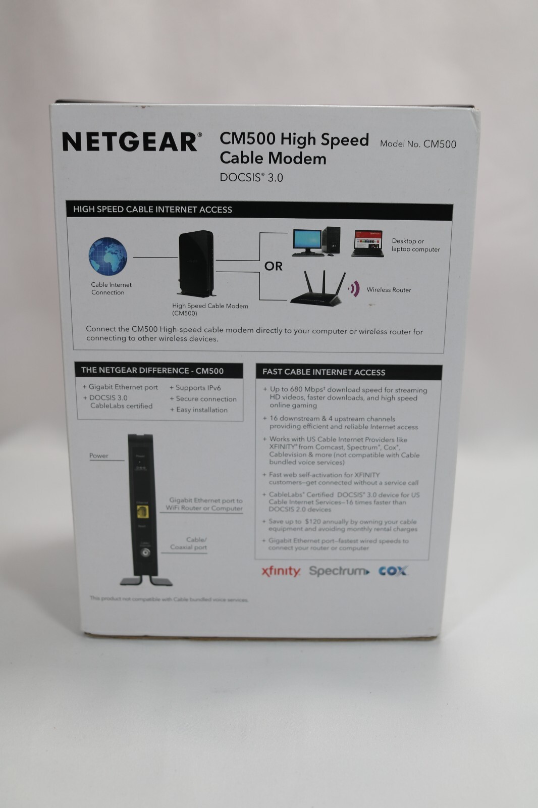 NETGEAR CM500 High Speed Cable Modem DOCSIS 3.0 (Open Box)