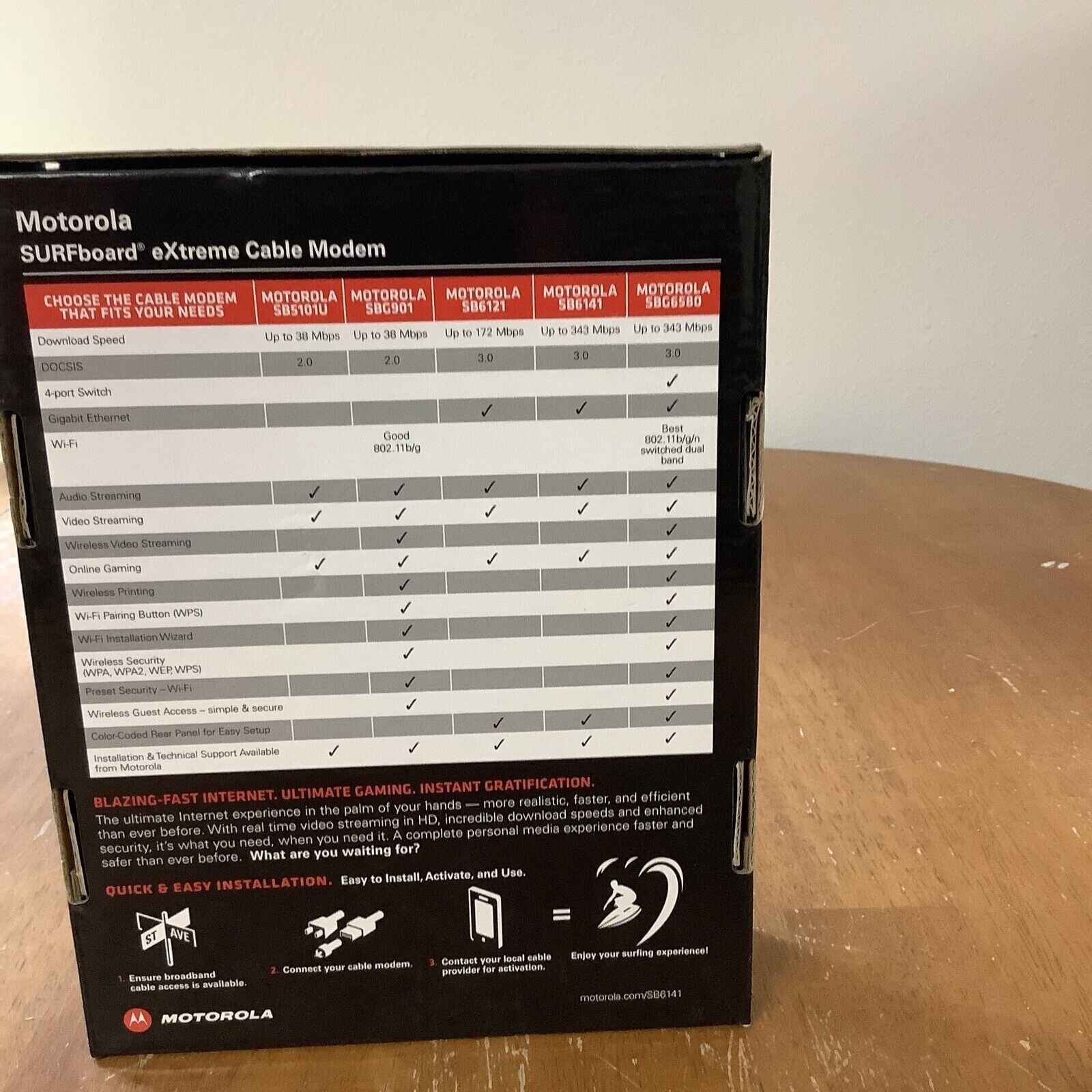 Motorola ARRIS SURFboard SB6141 DOCSIS 3.0 White Cable Modem 400 Series