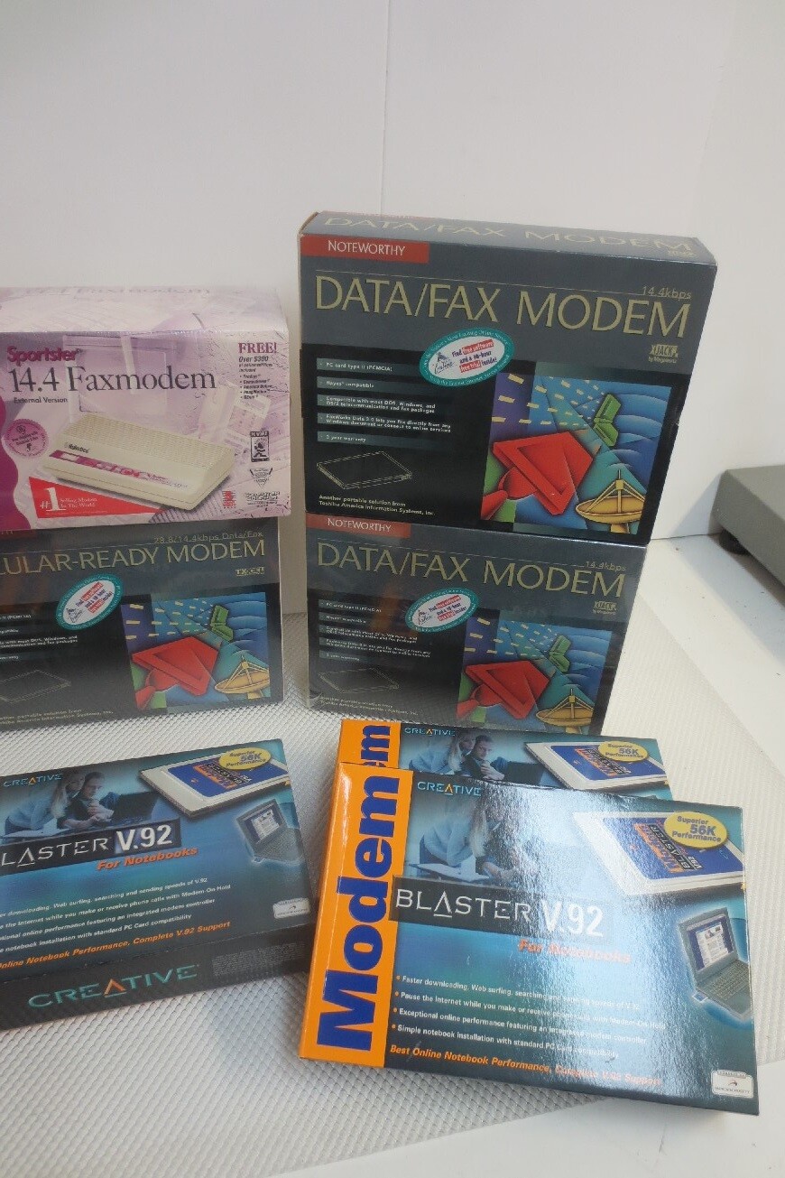 Lot of 11 New in original box Vintage Modems Creative U.S Robotics NoteWorthy