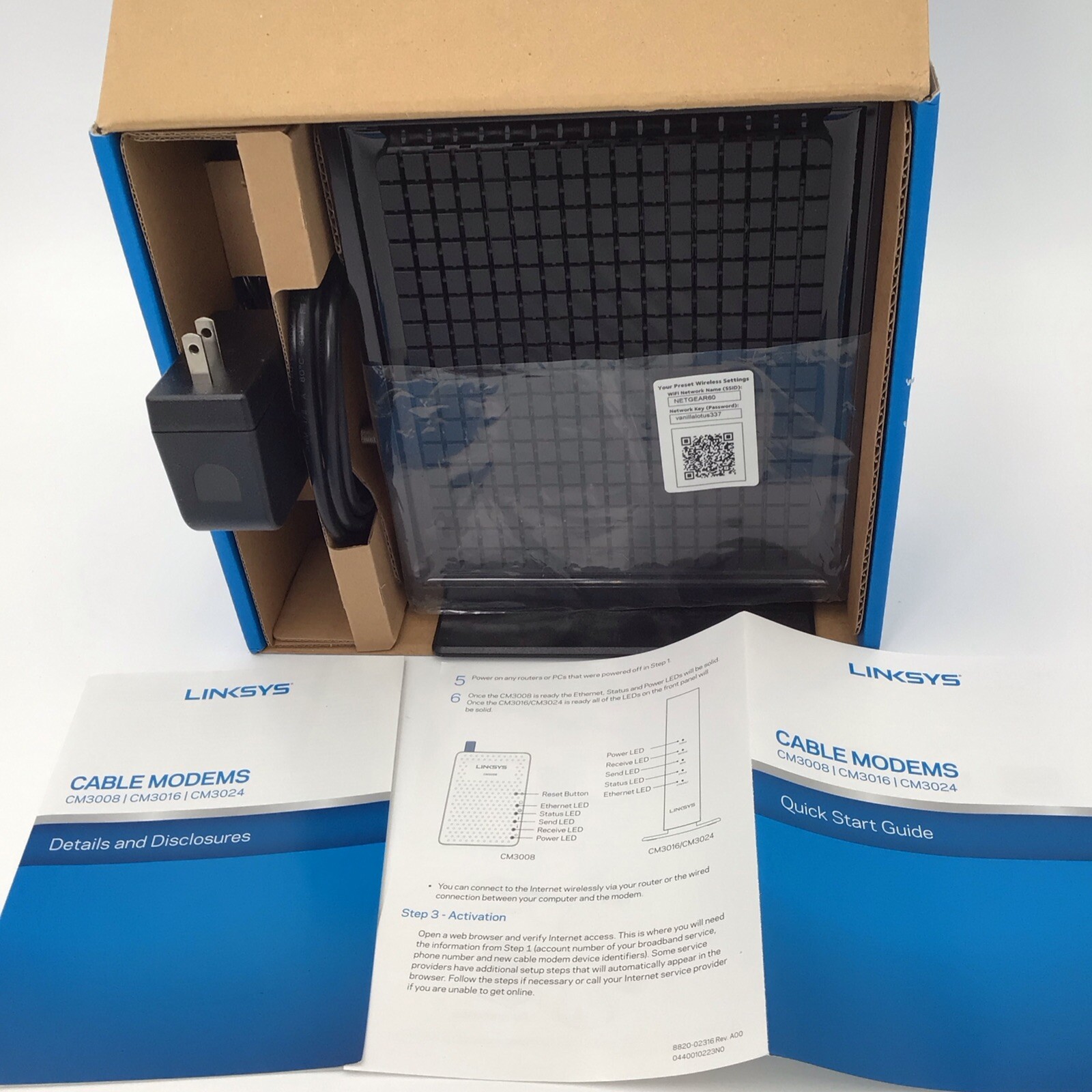 Linksys ‎B01DACQM9M 24×8 Cable Modem Intel Model# CM3024 Xfinity Cox Charter TWC