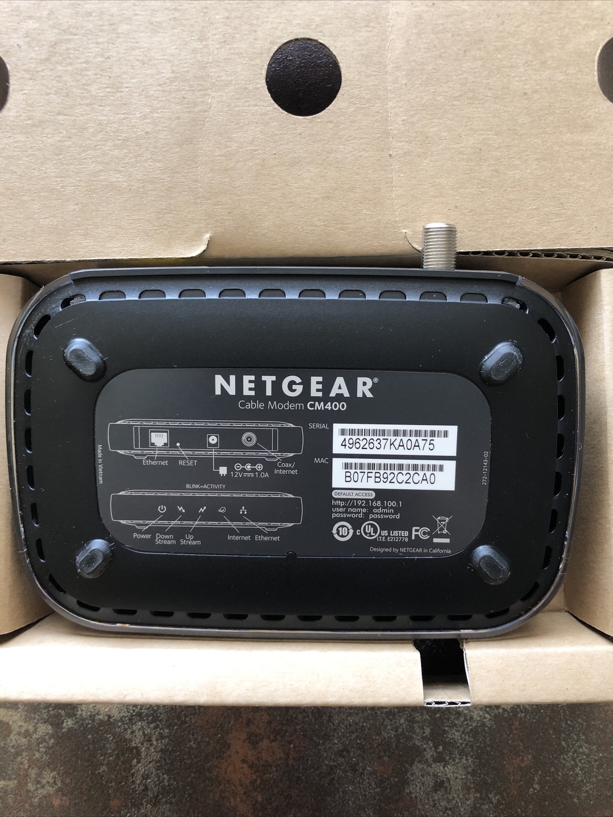Netgear CM400 High Speed Cable Modem – 340 MBPS DOCSIS 3.0