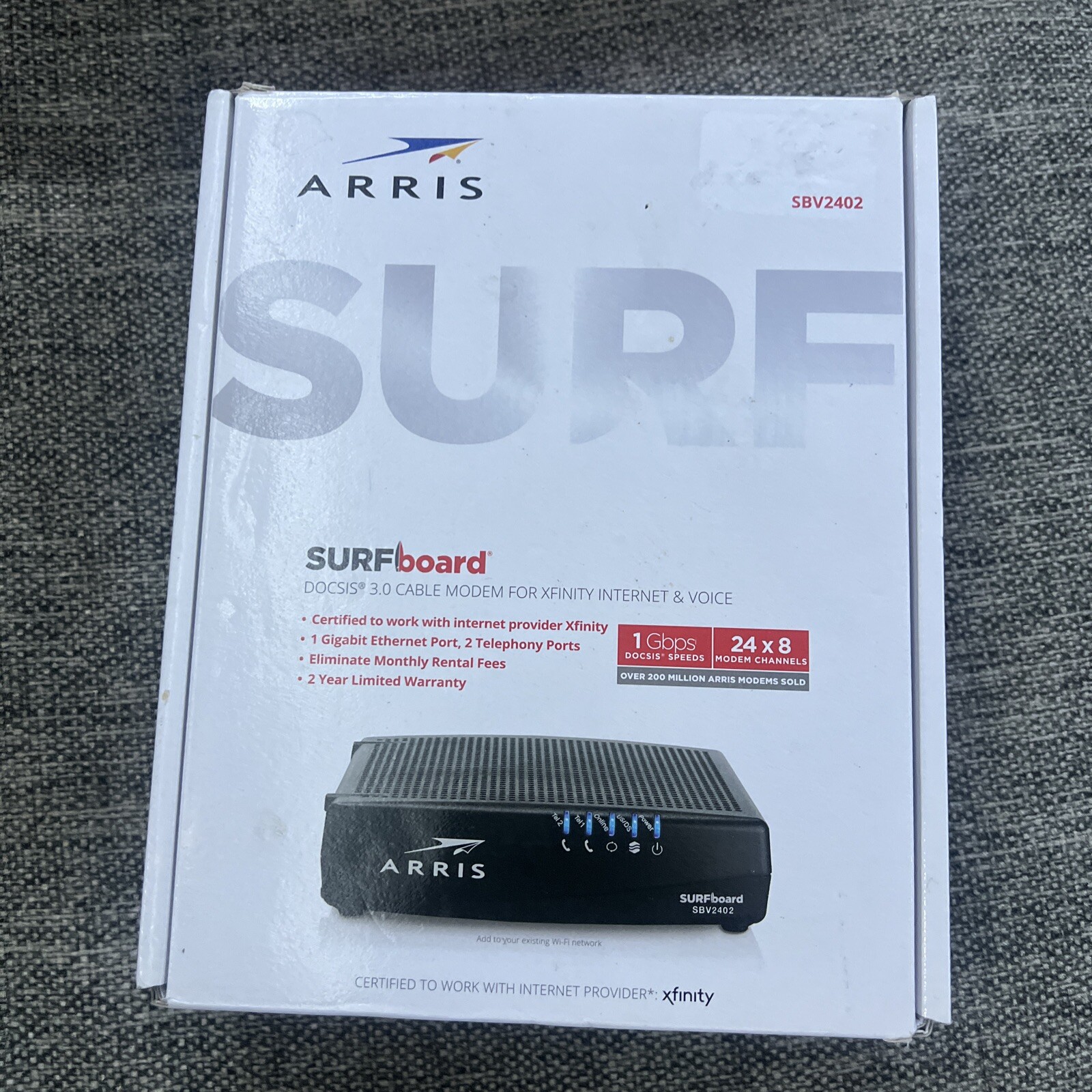 BRAND NEW ARRIS SBV2402 SURFboard 24×8 Cable Modem DOCSIS 3.0 works w/ Xfinity