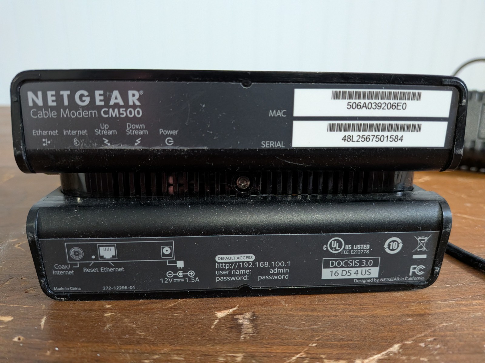 NETGEAR CM500 DOCSIS 3.0 Cable Modem 680 Mbps w/ Power Adapter