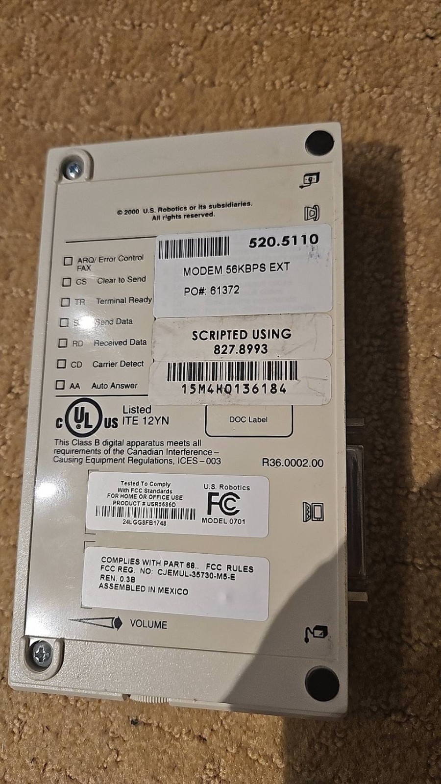 US Robotics Sportster 56K V.90 Fax Modem