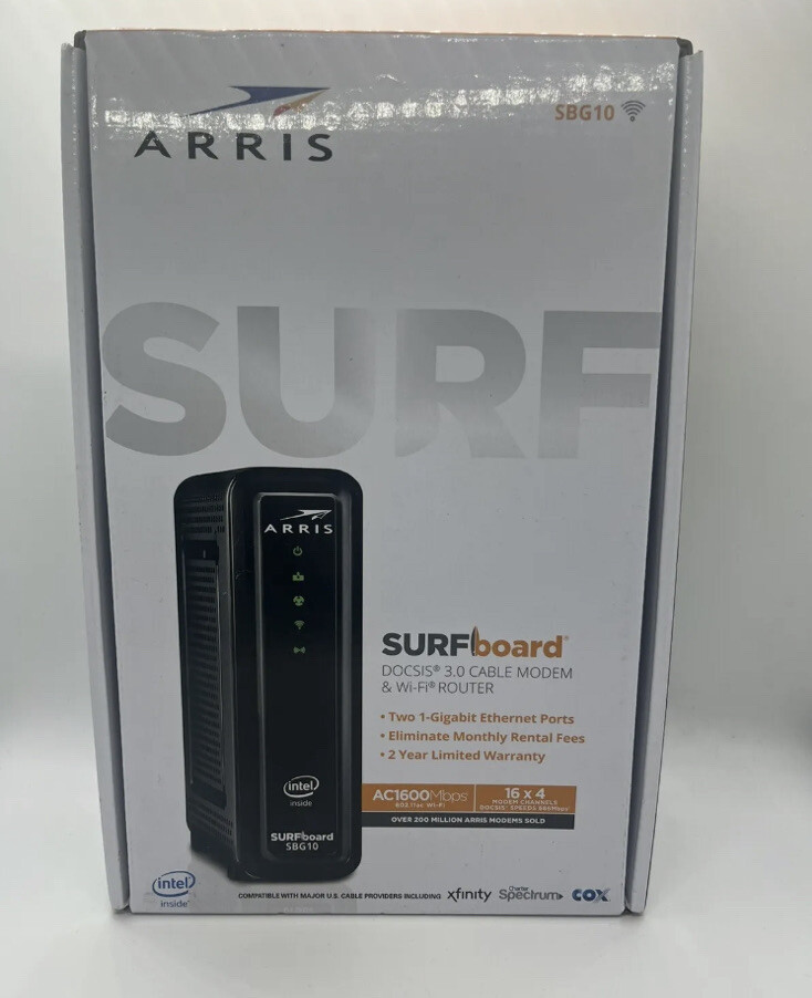 ARRIS SBG10 SURFboard AC1600 Dual-Band Cable Modem Router – Black