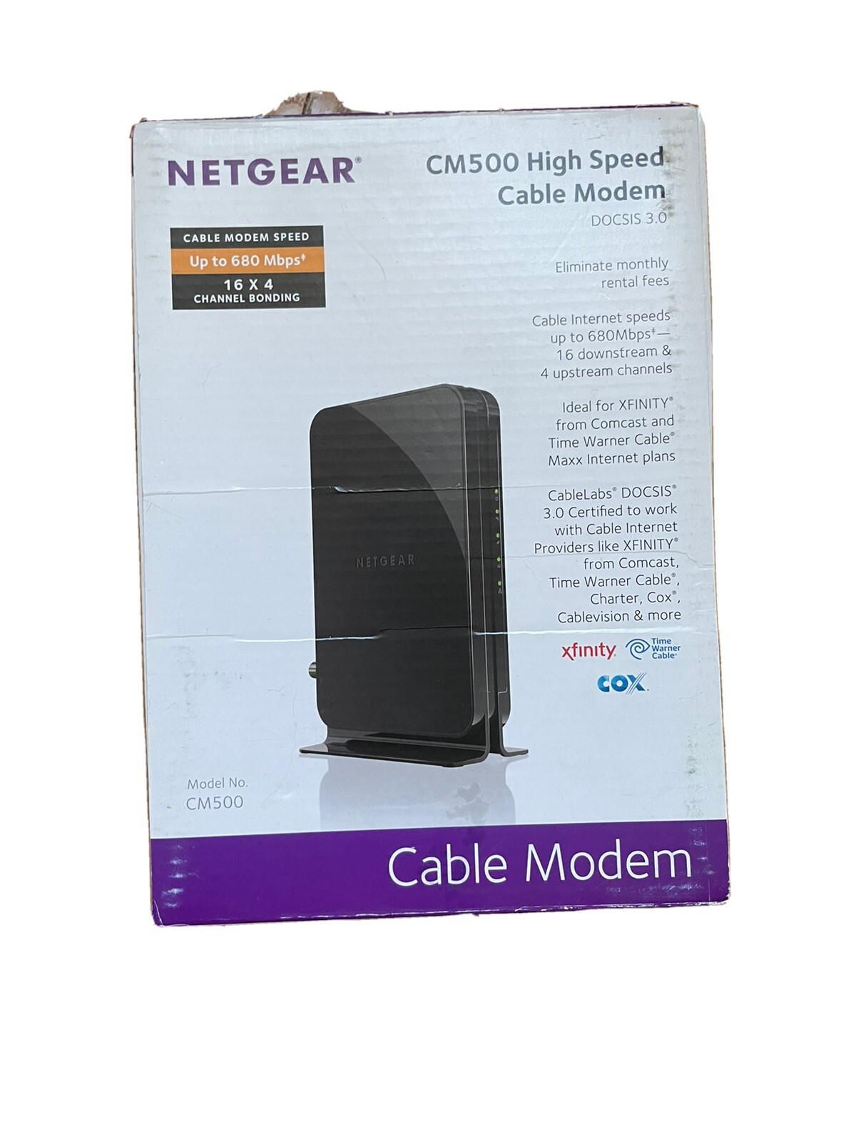 Netgear® CM500V 16×4 DOCSIS 3.0 680Mbps High Speed Cable Modem with Voice Phone