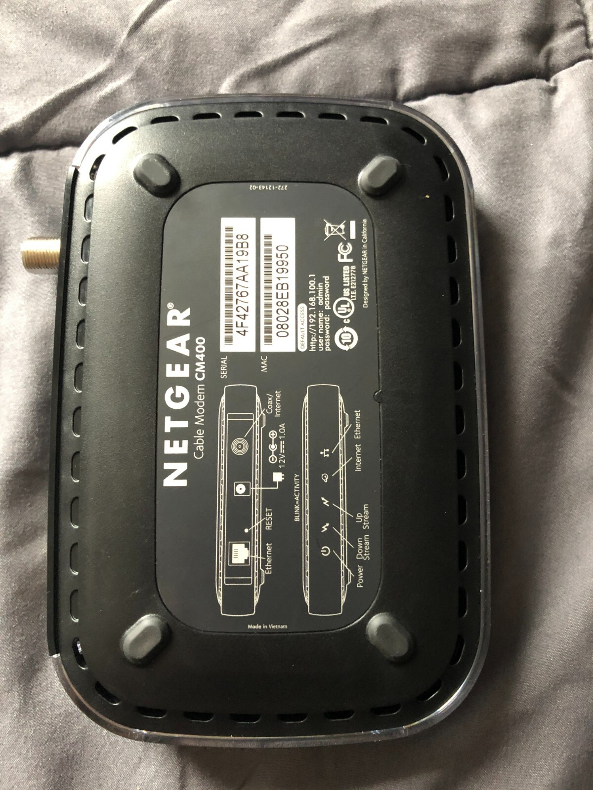 Netgear DOCSIS 30 (CM400-100NAS) 340 Mbps