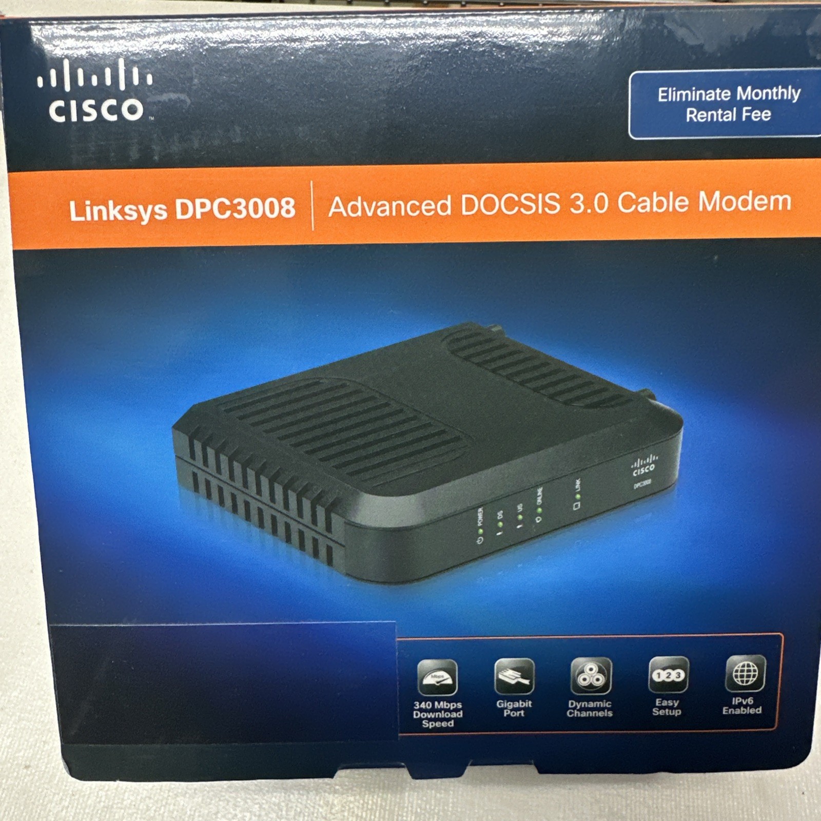 Cisco Linksys DPC3008 DOCSIS 3.0 Cable Modem – In Box Great Shape