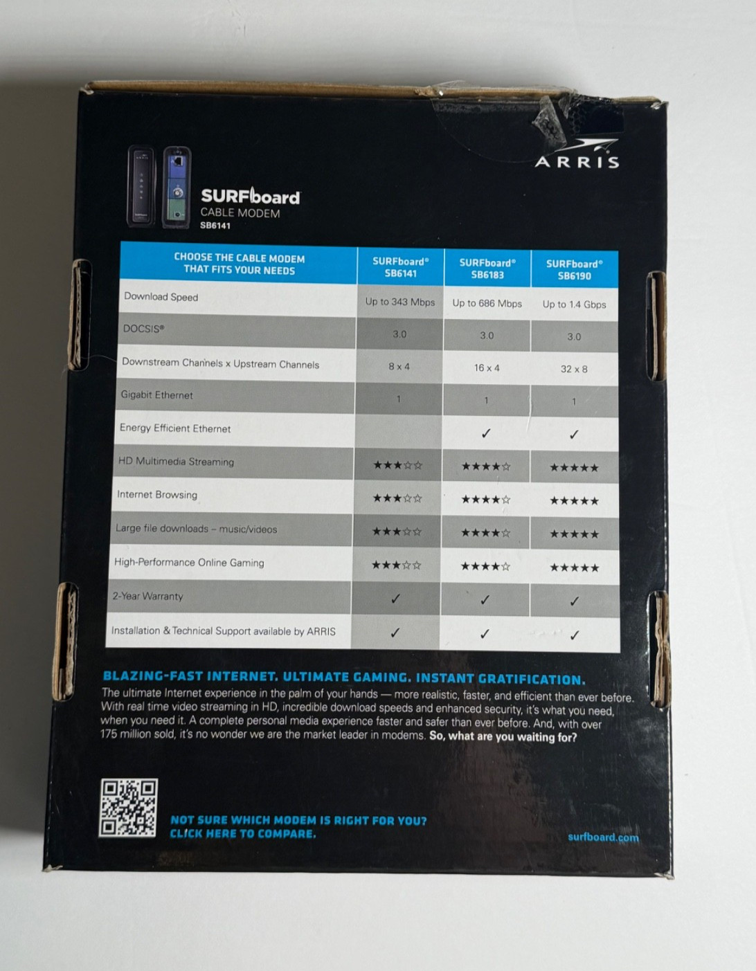 Black Arris Surfboard Cable Modem Model SB6141 In original packaging