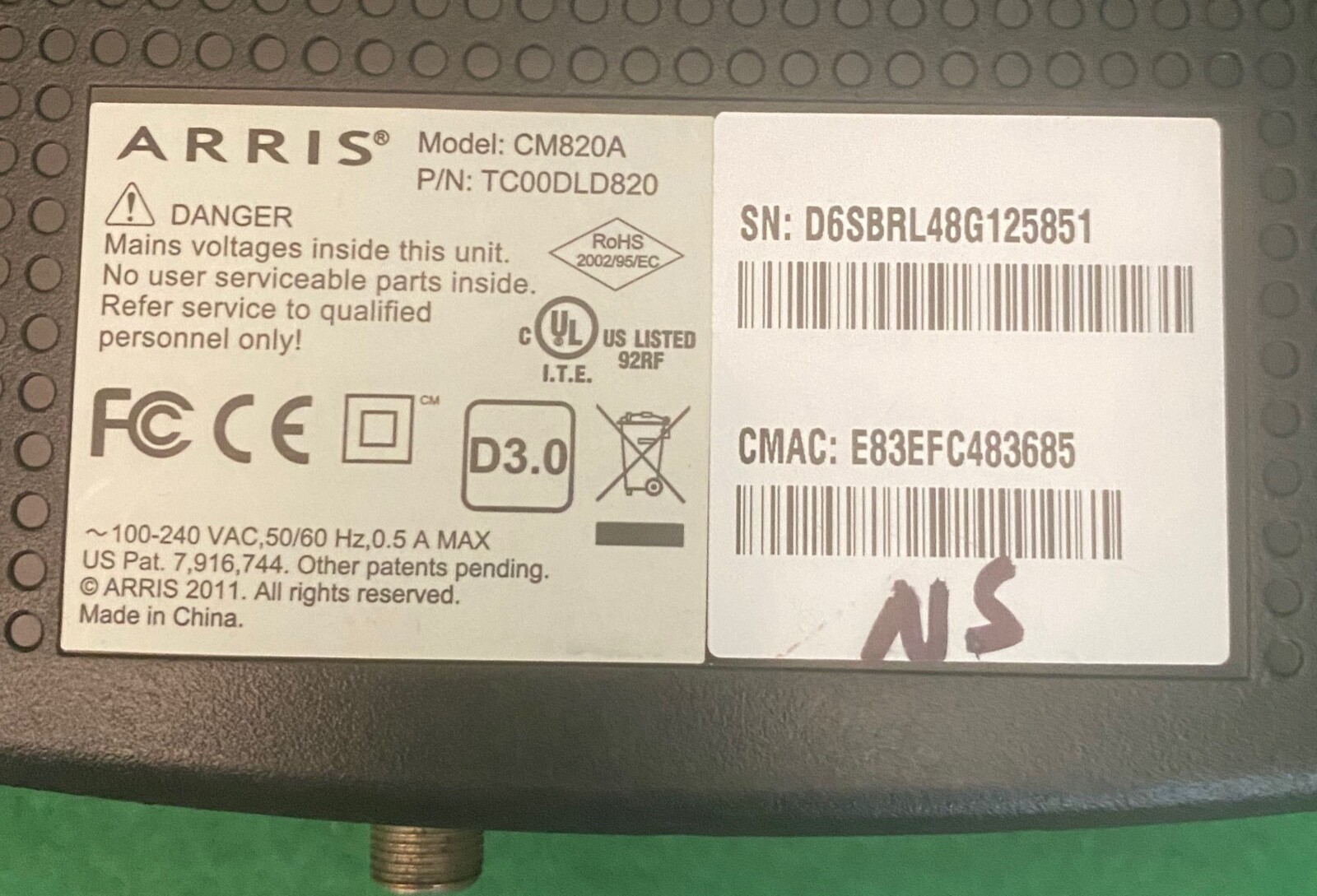 Lot of 4 Arris Cable Modem Model CM820A___PLEASE READ!!!!