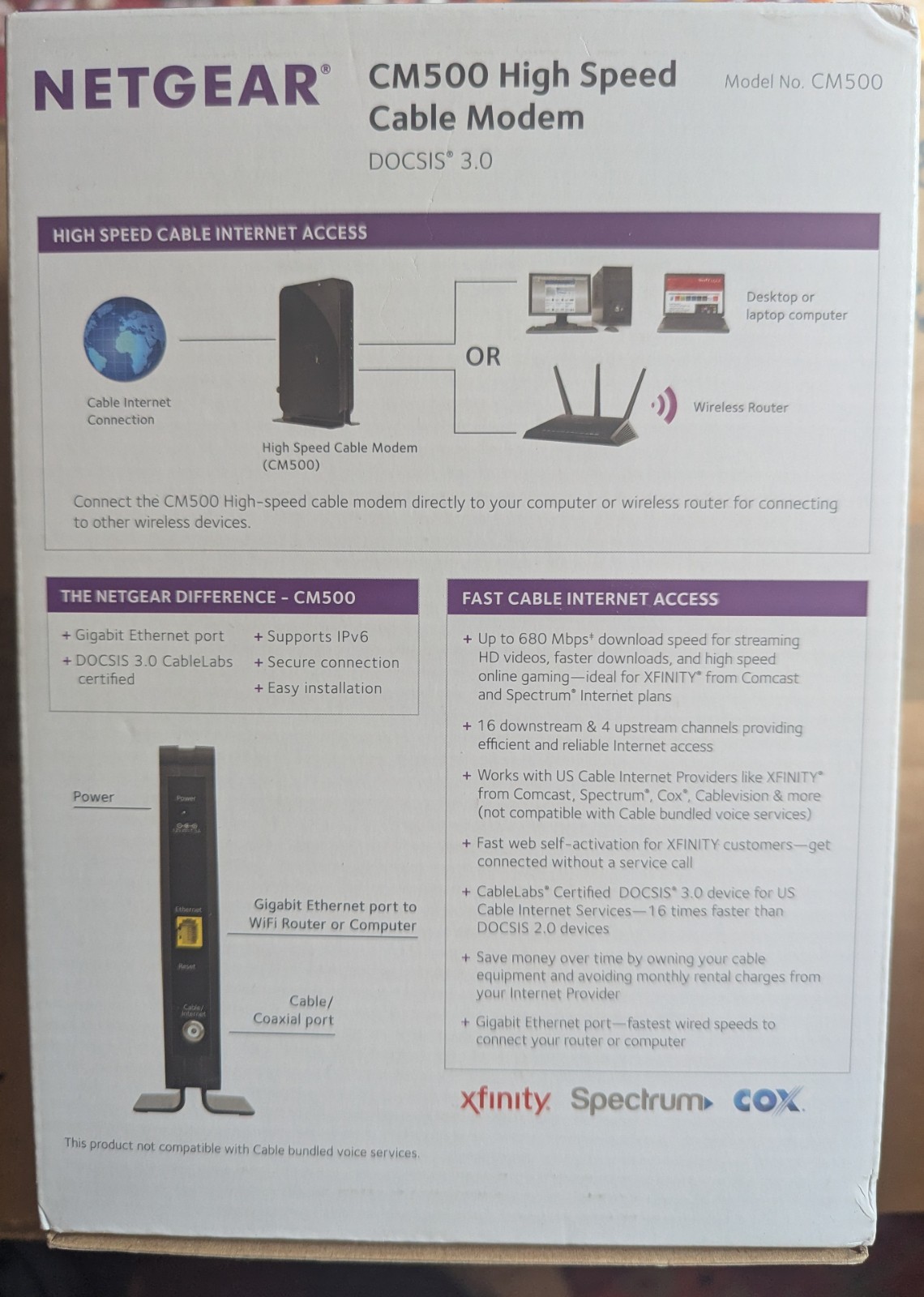 Netgear® CM500 16×4 DOCSIS 3.0 680Mbps High Speed Cable Modem