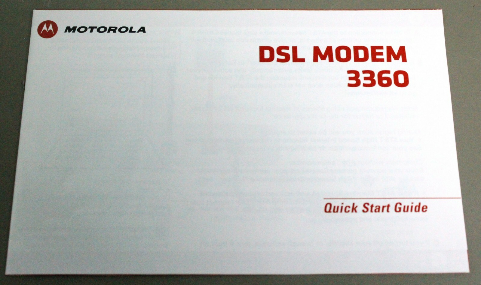 Motorola ATT AT&T High Speed DSL Modem 3360 ADSL2 24 Mbps Internet Ethernet Cord