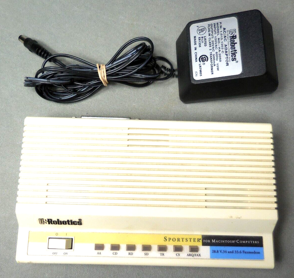 US Robotics Sportster Modem Macintosh 28.8 V.34 33.6 Faxmodem With POWER ADAPTER