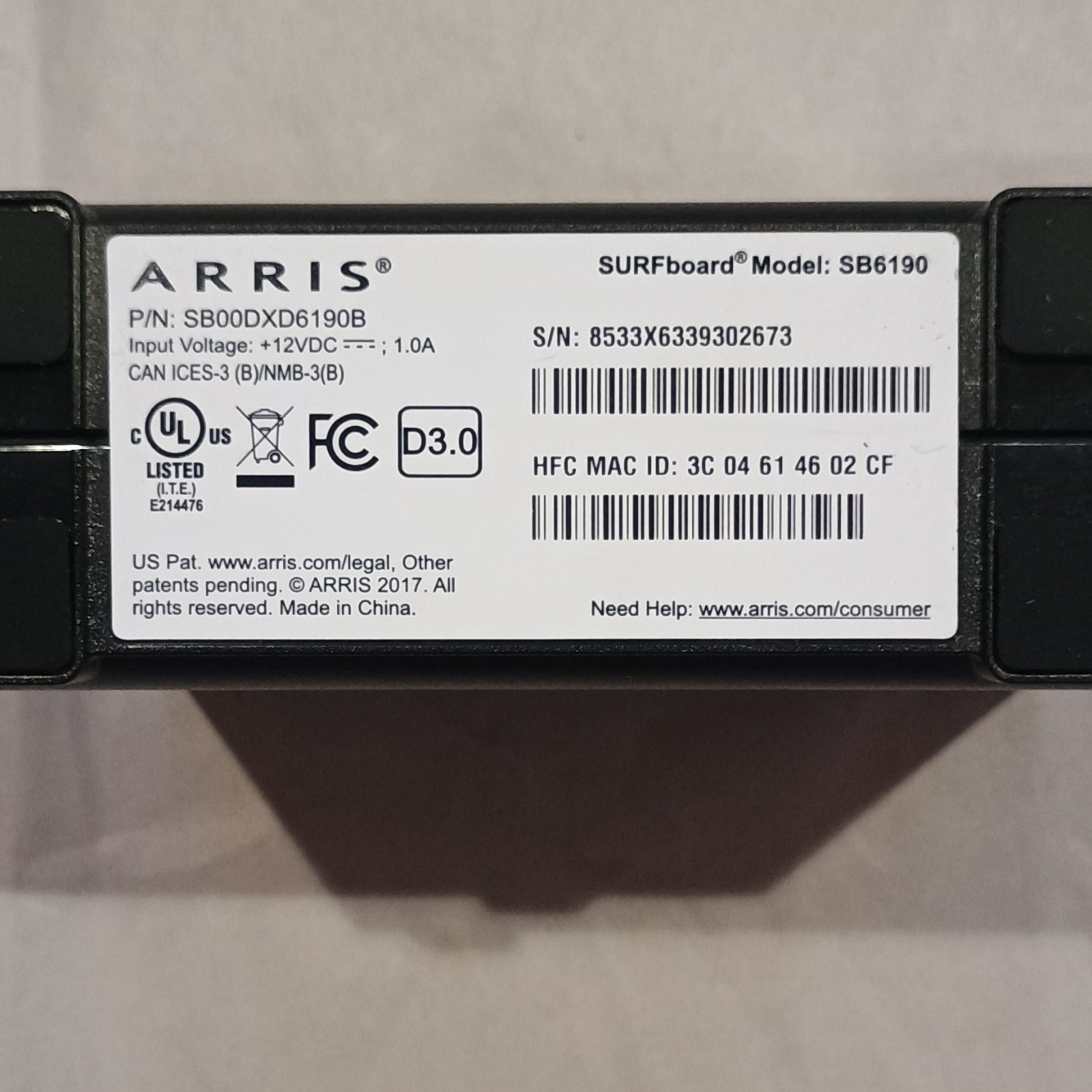 ARRIS SURFboard SB6190 DOCSIS 3.0 Cable Modem