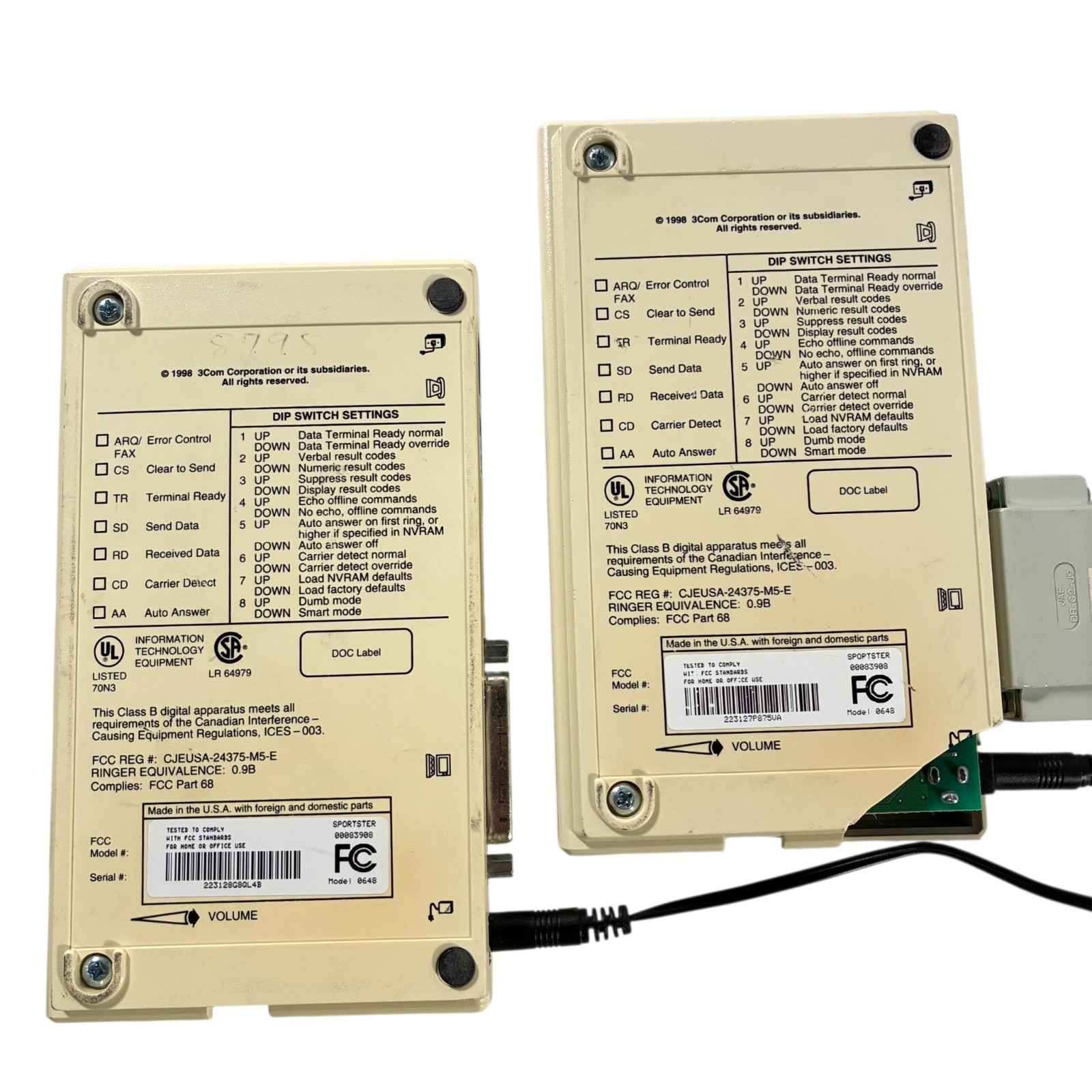 USRobotics Sportster 33,600 Faxmodem Model 0648 Vintage RS-232 External Lot of 2