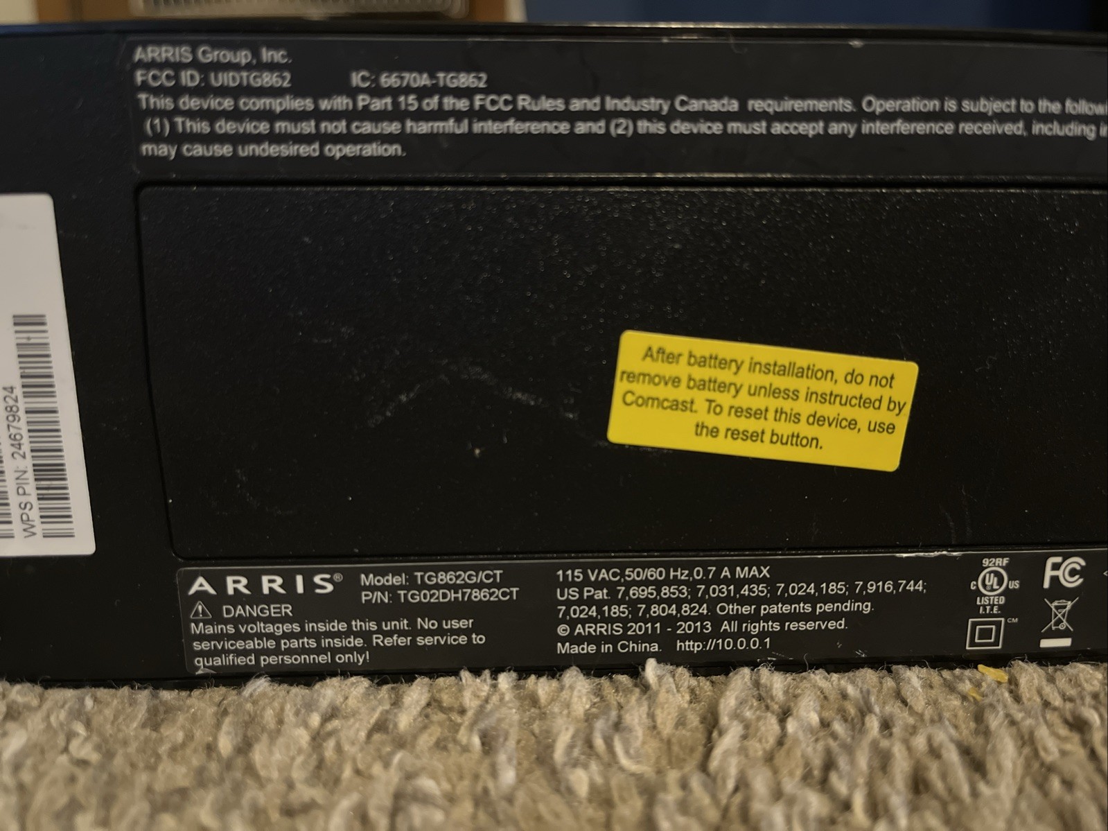 Comcast/Xfinity ARRIS TG862G/CT Residential Gateway & Router Wireless Modem