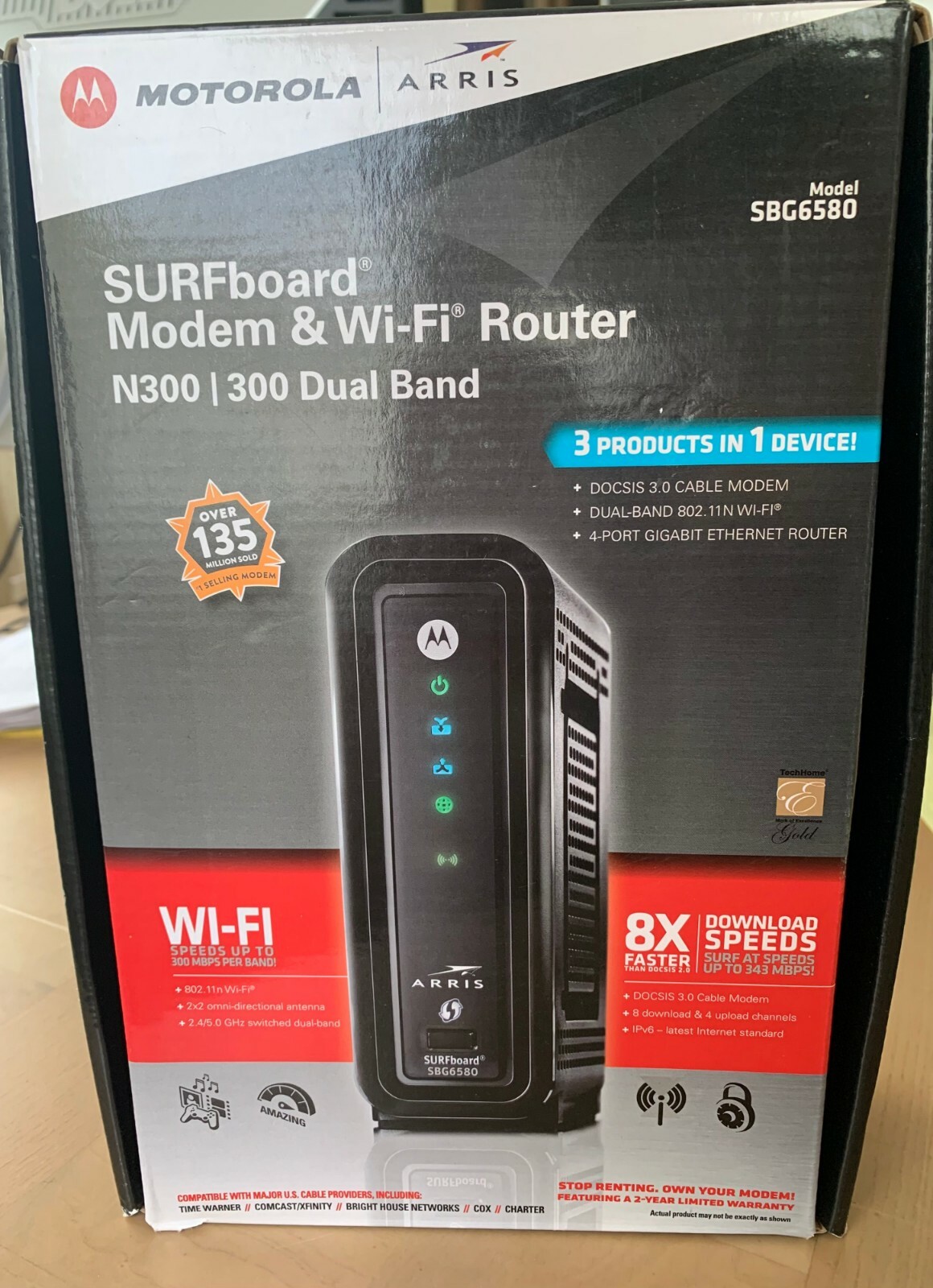 Motorola Arris Surfboard Modem/WiFi Router N300 Dual Band Model SBG6580
