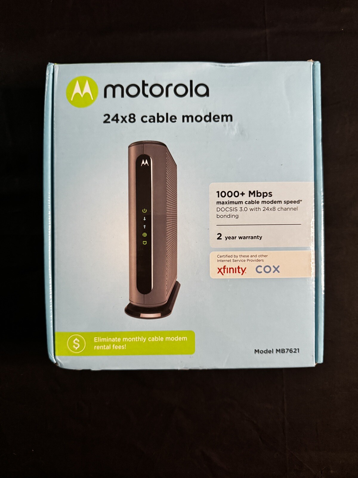 Motorola 24×8 Cable Modem MB7621 DOCSIS 3.0 1000+ mbps New Open Box – See Pics