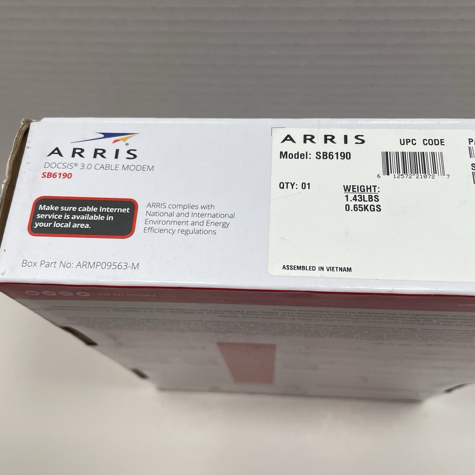 ARRIS SURFboard SB6190 32 x 8 DOCSIS 3.0 Cable Modem – White