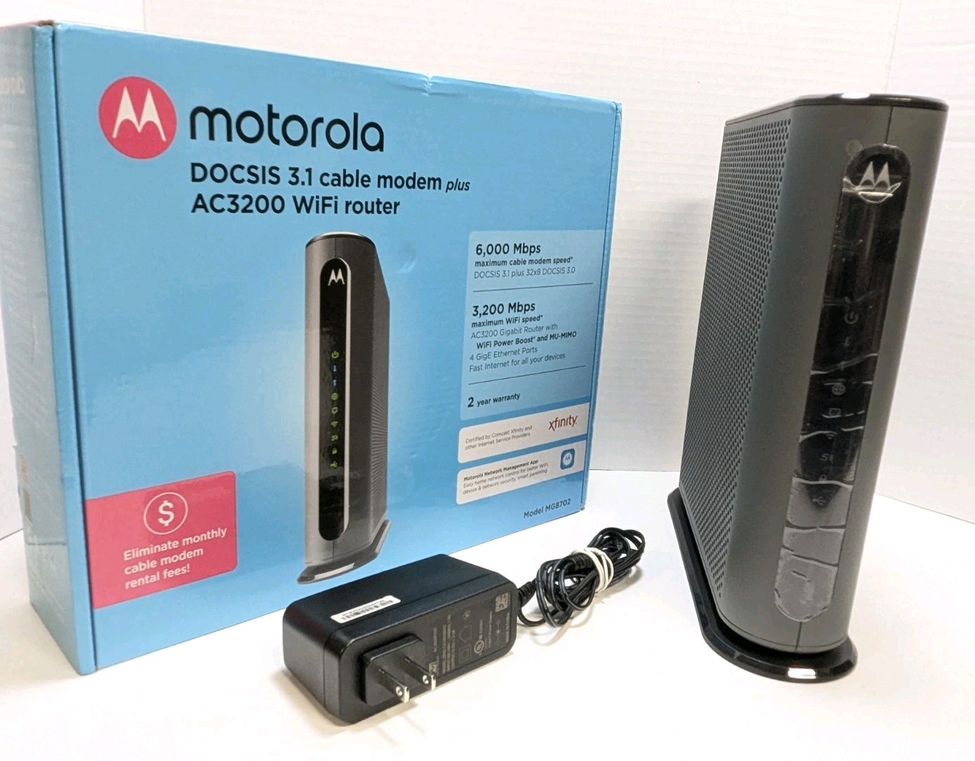 Motorola MG8702 DOCSIS 3.1 Cable Modem Router Combo AC3200 | 4-Port | Tested