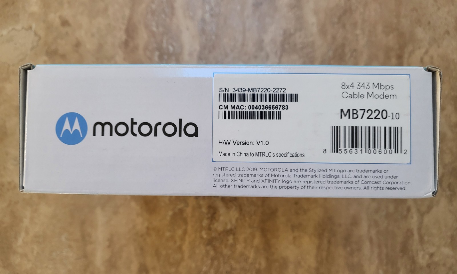 Motorola MB722010 343Mbps DOCSIS 3.0 Cable Modem