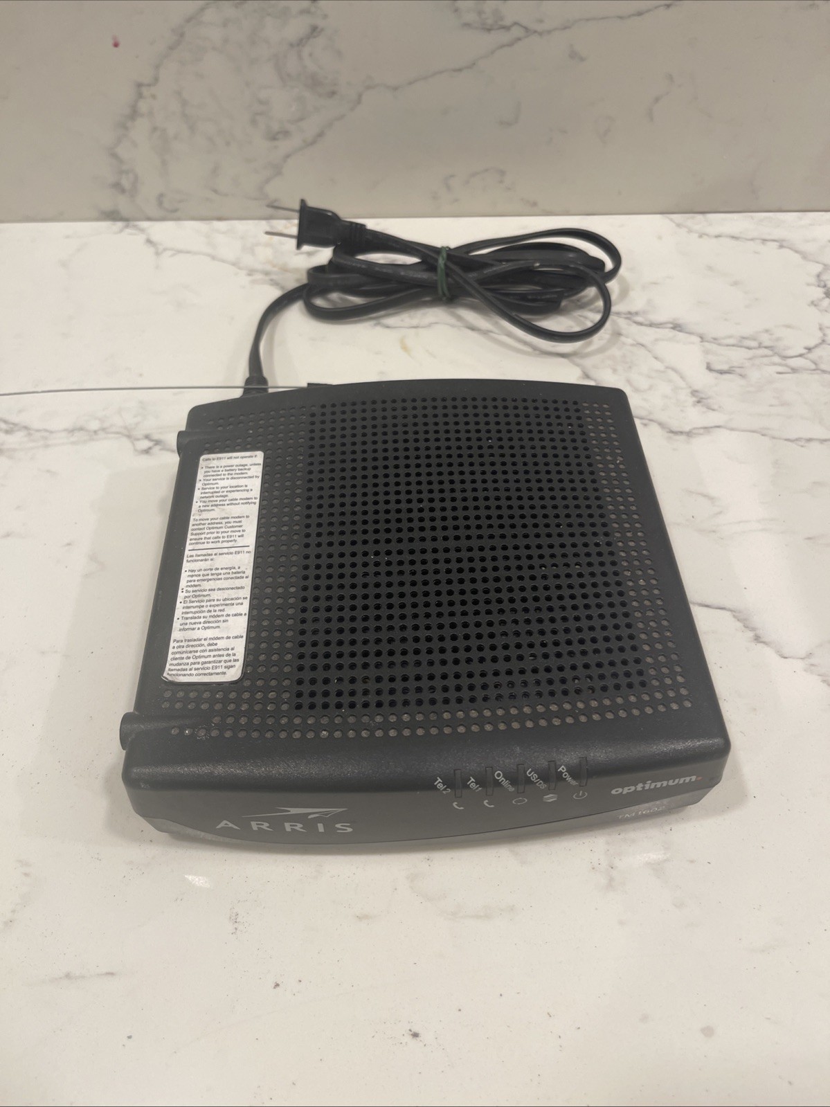 ARRIS Telephony Internet Cable Modem DOCSIS 3.0 Model TM1602A W/Ethernet cable