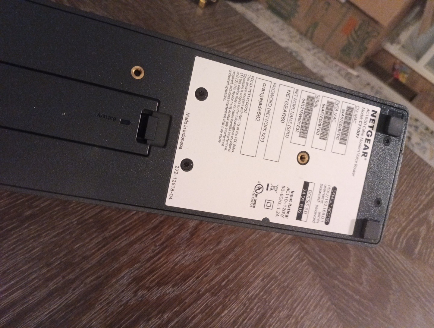 Netgear AC1900 CABLE Modem Voice Router Model C7100V