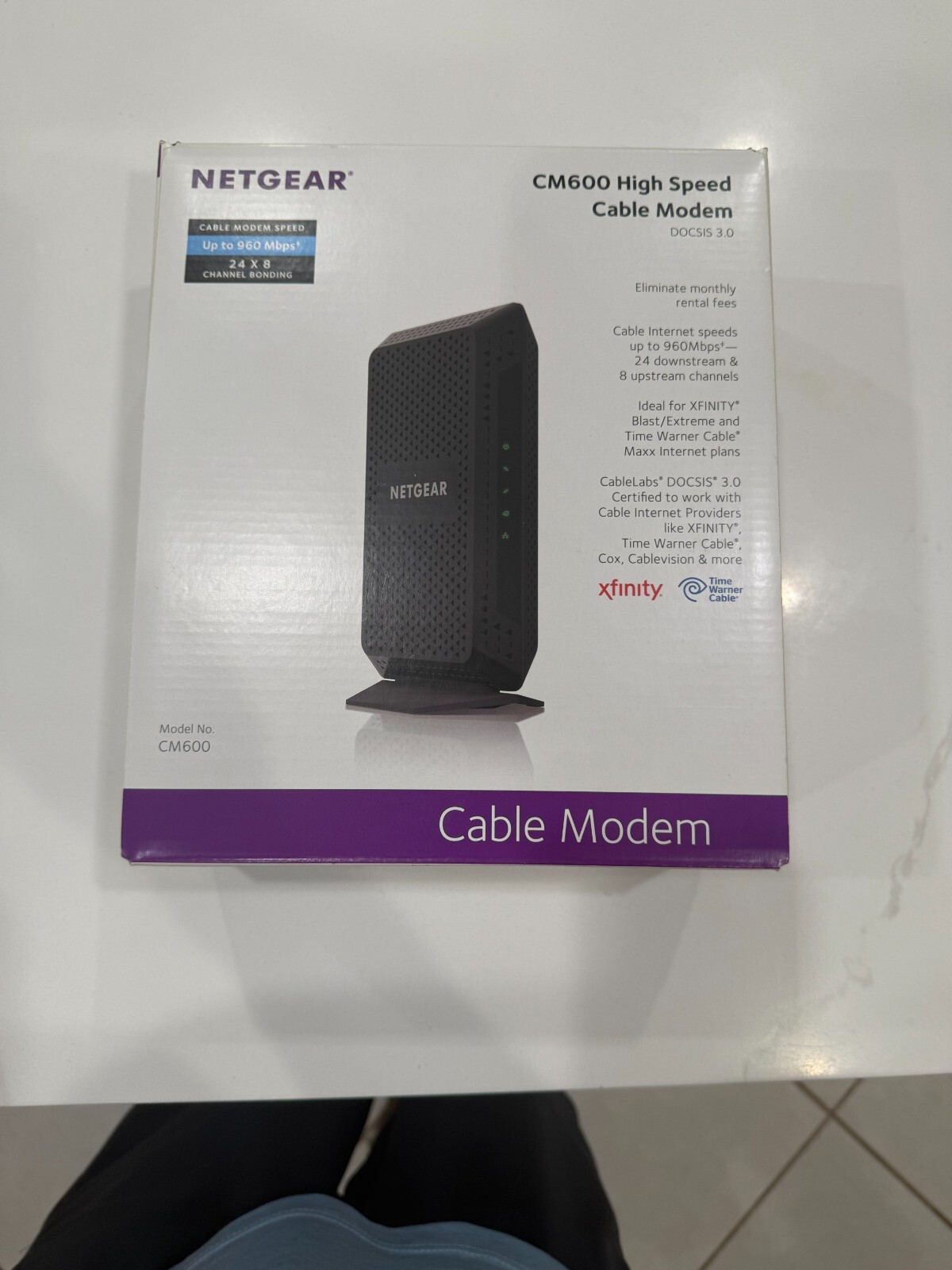 Netgear CM600 (24×8) Docsis 3.0 Cable Modem. Max Download Speeds Of 960mbps.