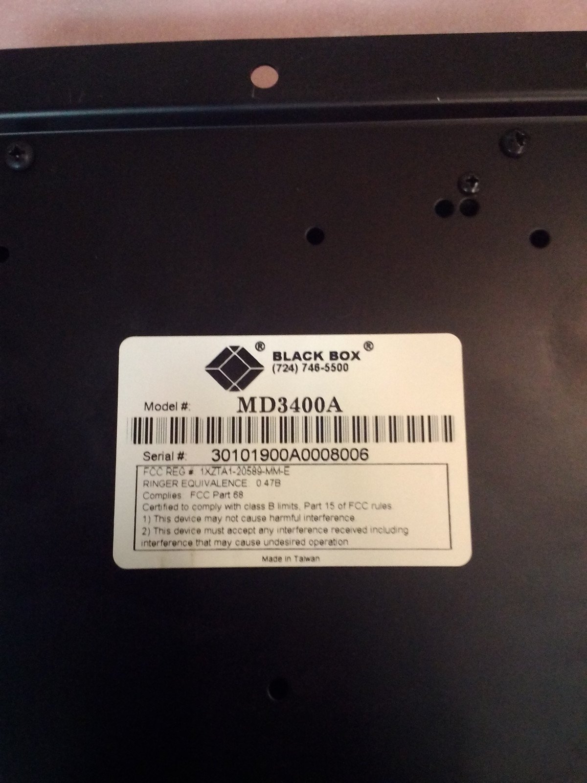 BLACK BOX Model MD3400A Industrial Modem 288