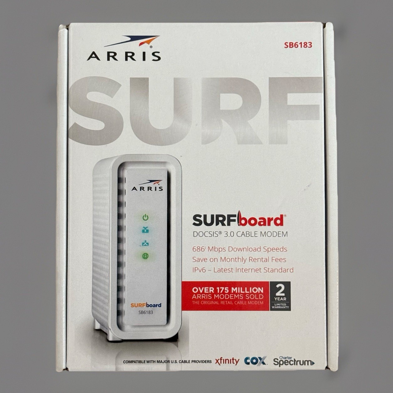 Arris SB6183 Surfboard DOCSIS 3.0 16×4 Cable Modem 686 MBPS Xfinity Spectrum