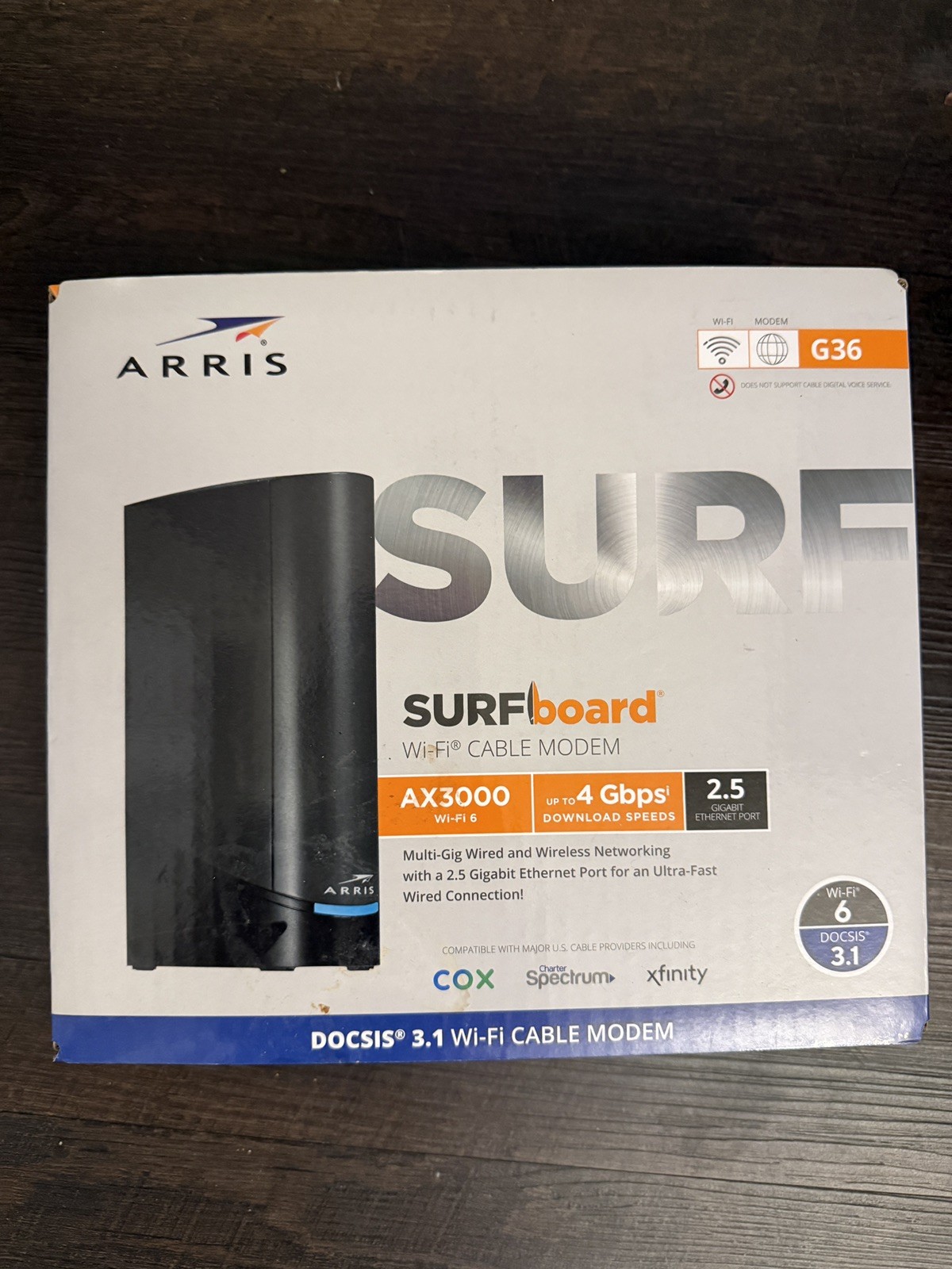 ARRIS SURFboard G36 DOCSIS 3.1 Wi-Fi 6 Cable Modem & AX3000 Wi-Fi Router