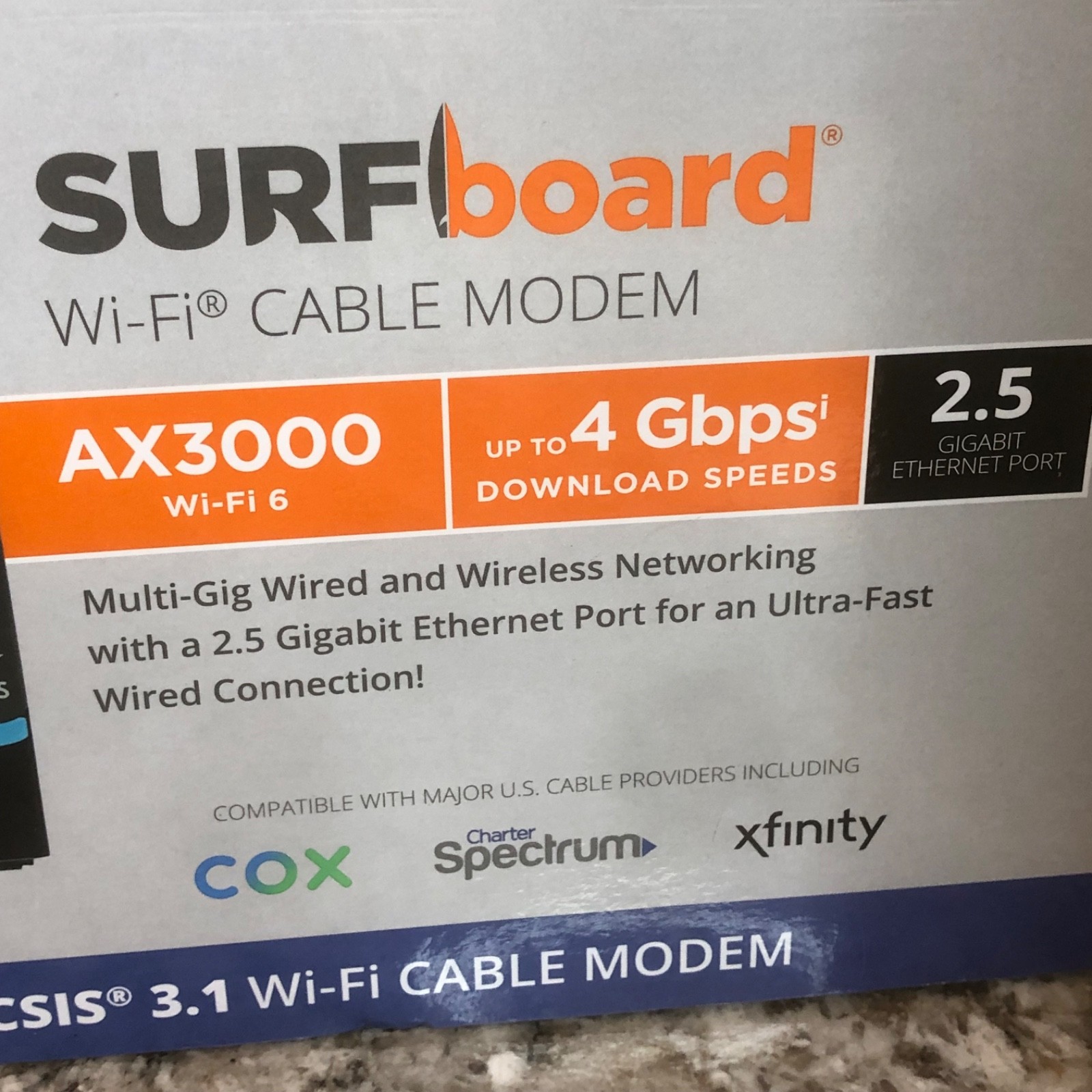 ARRIS SURFboard G36 DOCSIS 3.1 Wi-Fi 6 Cable Modem Router Combo AX3000 Multi-Gig