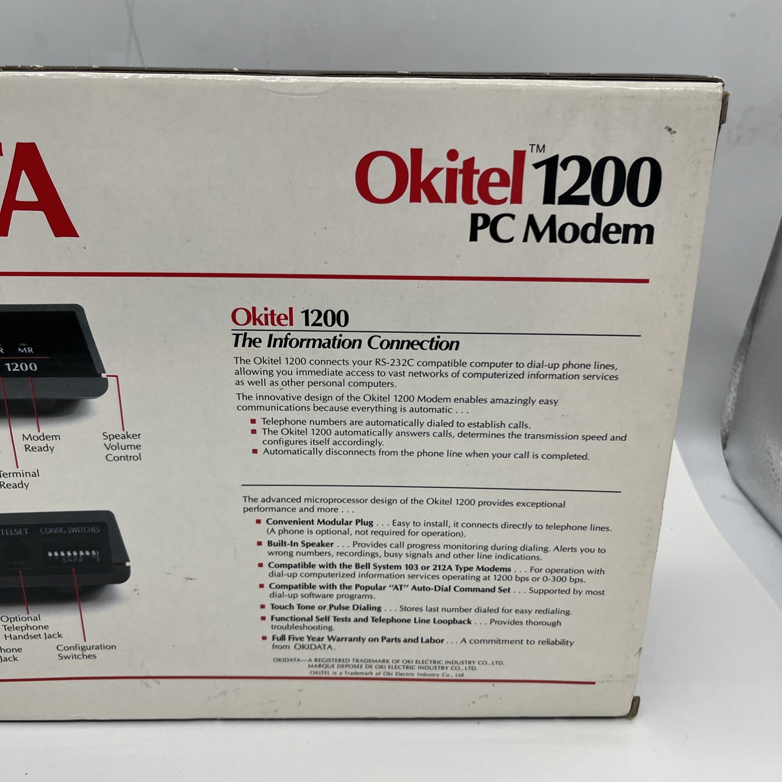 Vintage Okidata PC12P Okitel 1200 External Modem, Brand New In Box
