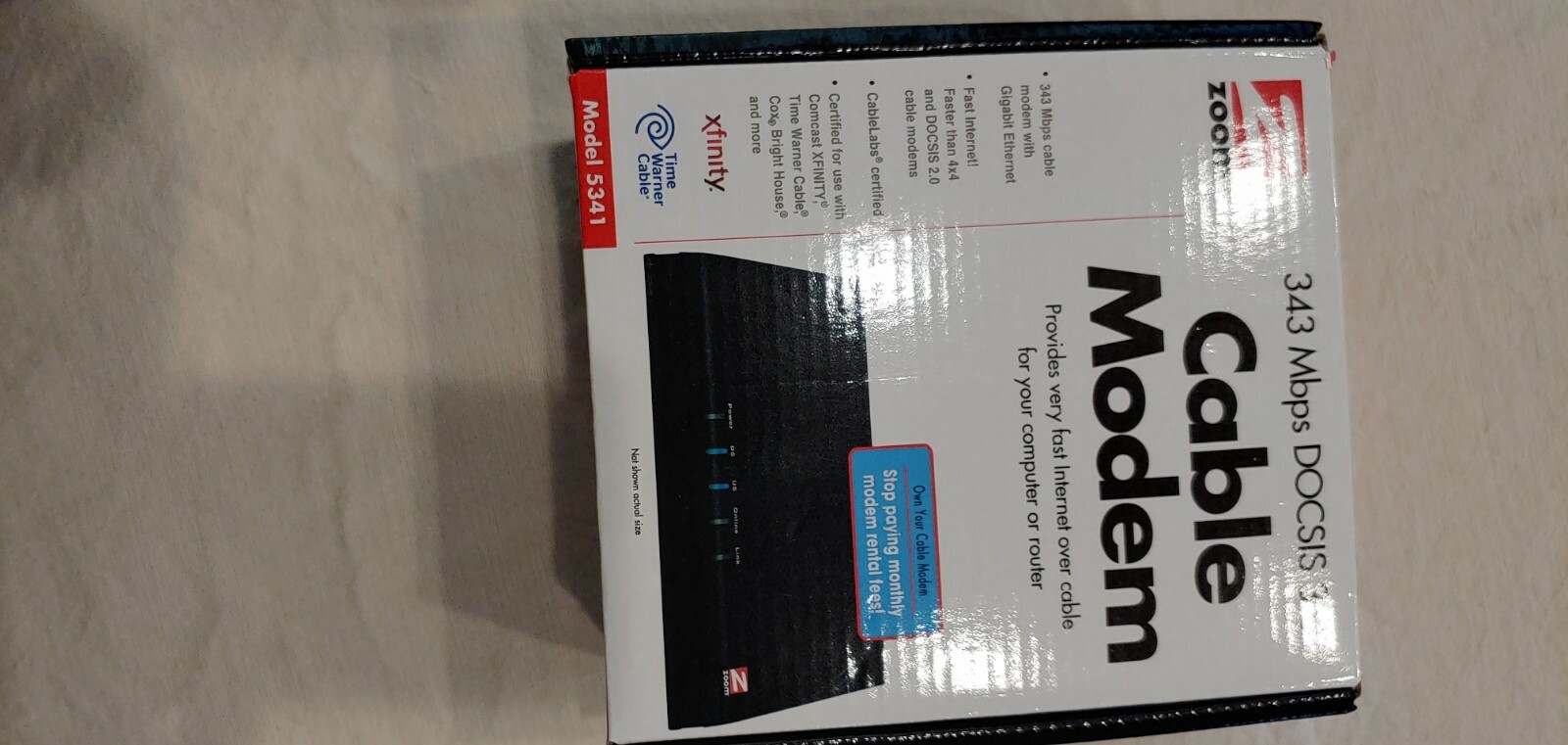 Zoom 343 Mpbs DOCSIS 3.0 Cable Modem Model 5341