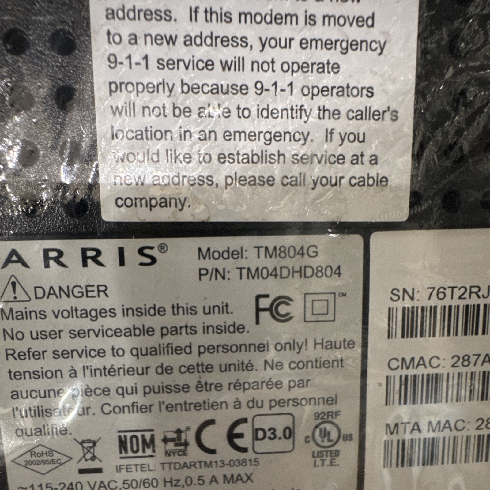 ARRIS TM804G TOUCHSTONE BLACK MODEM TM04DHD804 LOT OF 2 brand NEW