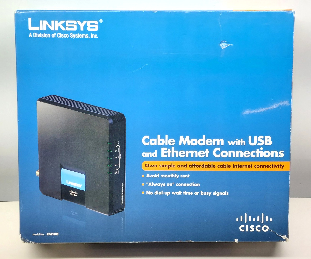 Linksys CM100 Cable Modem with USB and Ethernet Connections
