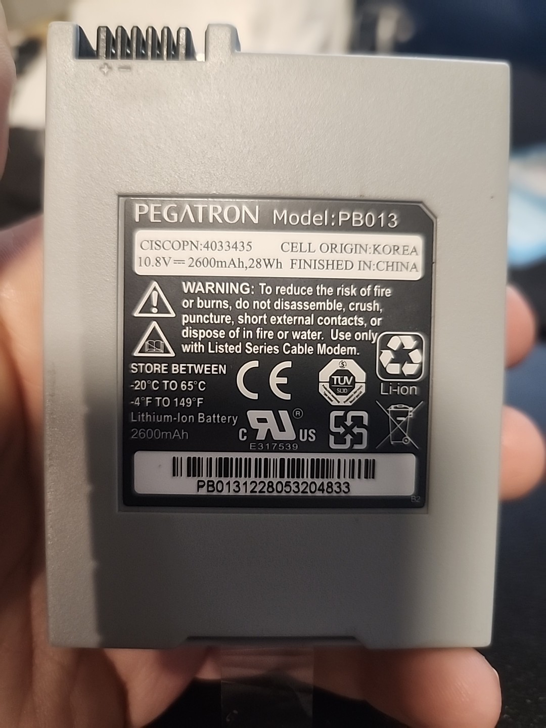 PEGATRON PB013 Modem Battery for DPQ3925 DPQ3939 DPQ3212 10.8V 2600